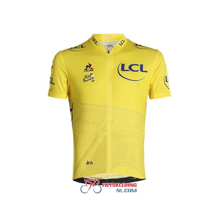 Tour de France Fietsshirt Met Korte Mouwen en Korte Koersbroek 2021 Geel